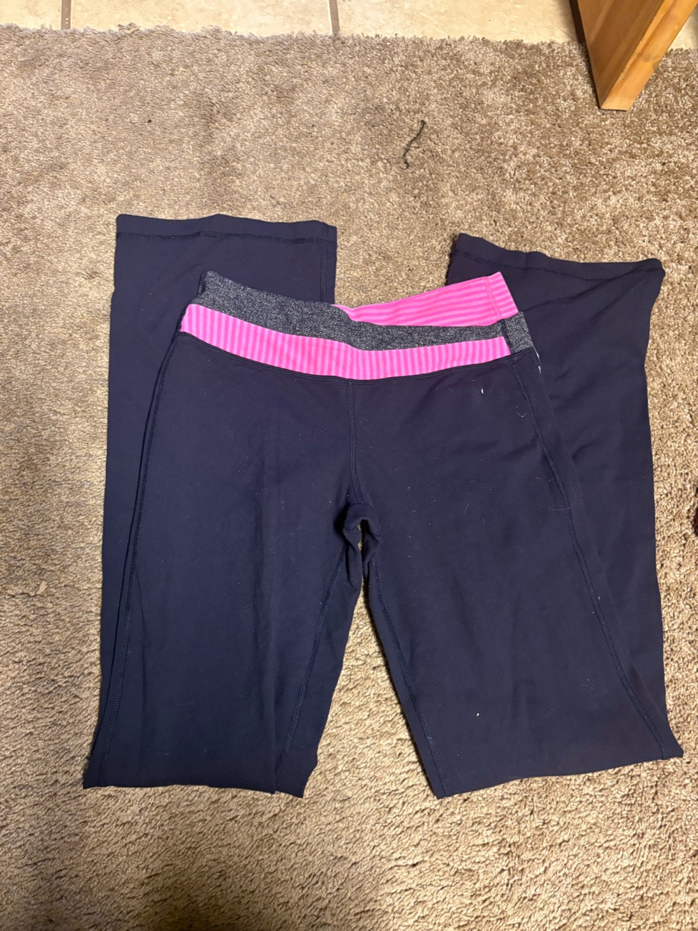 lululemon athletica Navy/purple Leggings with Pink Waistband